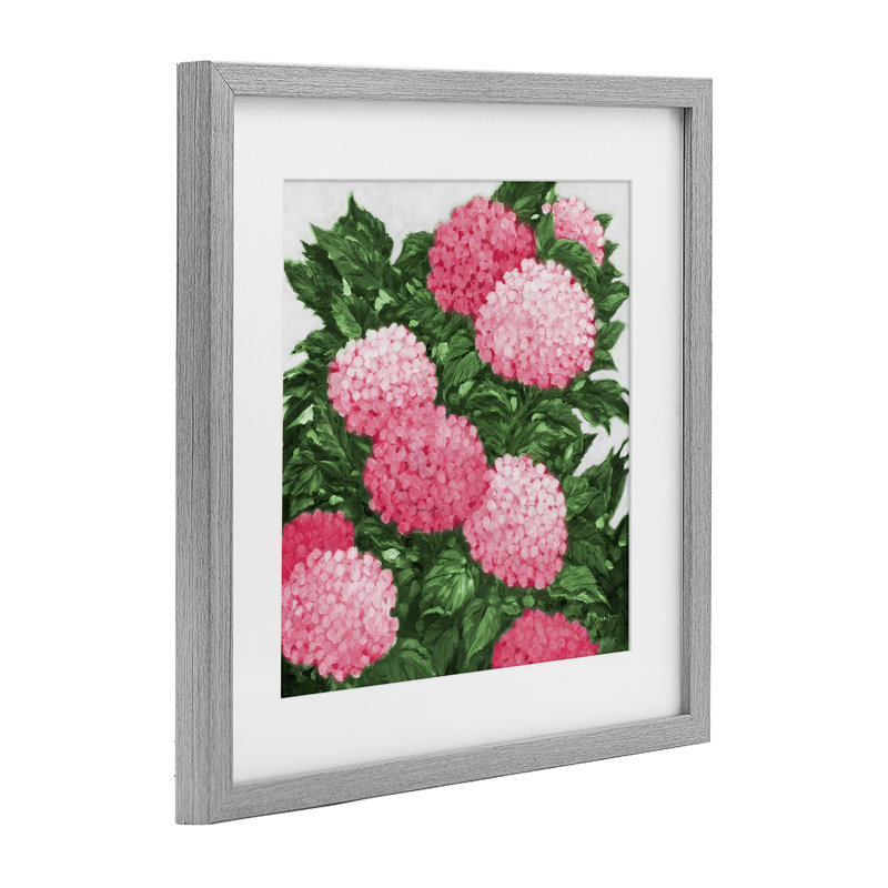 Impressions d'hortensias, reproduction encadrée sous verre, conception de Paul Brent, Cadre de ferme gris, H 13 po x l 13 po