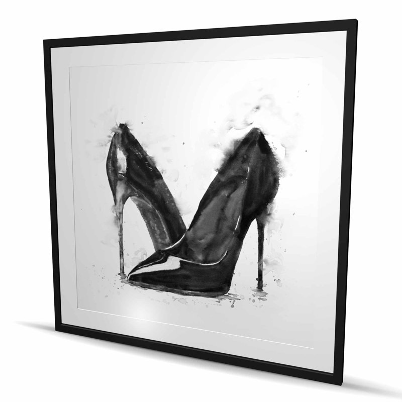 Chaussures à talons hauts noires | Impression encadrée noire et blanche