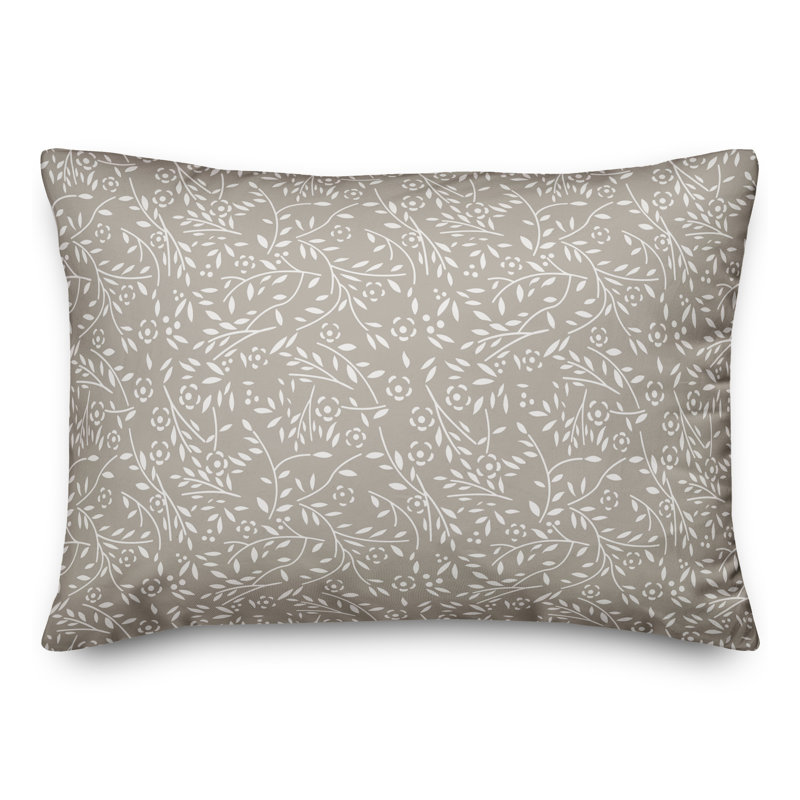 Floral Outdoor Reversible Throw Pillow, Gray