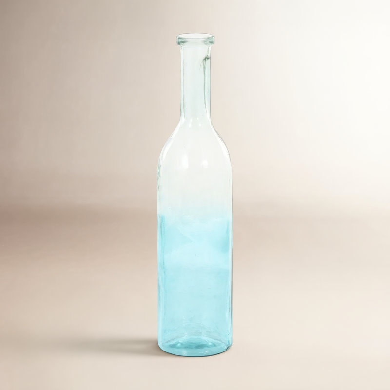 Northridge Recycled Glass Handmade Tall Ombre Floor Decorative Vase, 29.2" H x 7.1" W x 7.15" D, Clear/Teal