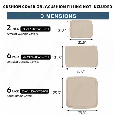 Housses de coussin pour canapé modulaire en rotin d'osier de 7 pièces (6 places), ensemble de housses de coussin pour siège et dossier de 14 pièces, housse de coussin d'extérieur avec fermeture à glissière, bleu brume (seulement housse), bleu brume
