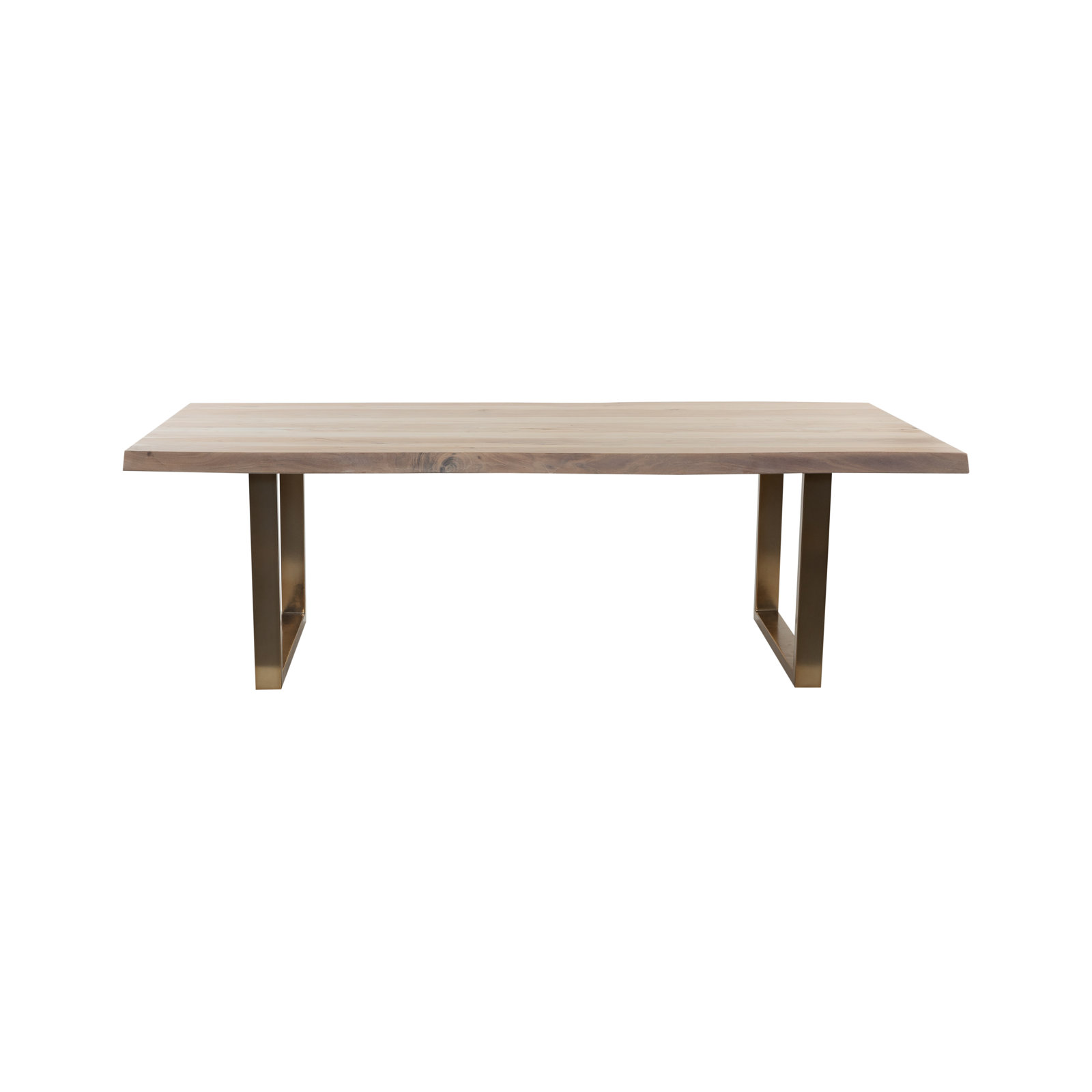 Colin Dining Table, 29.75"H x 79"L x 40"W, Brass, White Wash