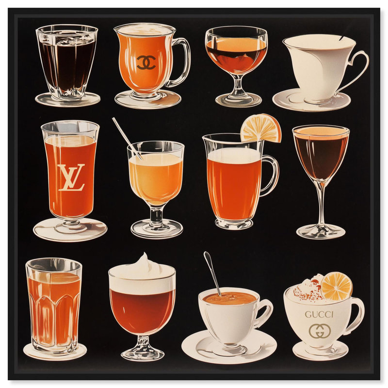 Collection Glam Coffee Drink par Art Remedy, H 13 po x l 13 po, Noir, Cadre flottant
