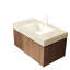 Meuble-lavabo 36 po avec comptoir en pierre frittée et lavabo en céramique, porte de tiroir flottante en contreplaqué, pré-assemblé, chêne brun, glissières à fermeture en douceur, lavabo haute performance, comptoir, percé dans le lavabo