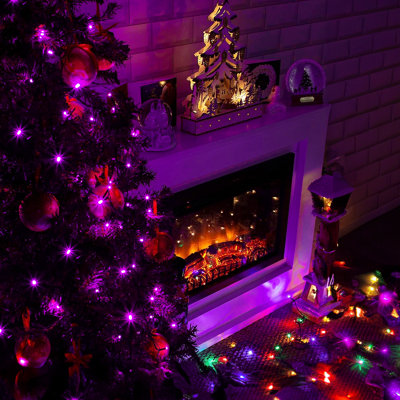 900" Halloween & Christmas 200-Bulb Plug-in LED String Lights, Outdoor Waterproof, Reusable