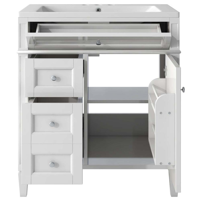 Meuble-lavabo simple 30,11 avec comptoir, Blanc