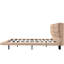 Structure de lit grand format kaki avec lumières à DEL, lit flottant en cuir PU, conception à boutons, pas de sommier, assemblage facile, tête de lit à six couleurs télécommandée pour la tranquillité, structure, assemblage-264077892