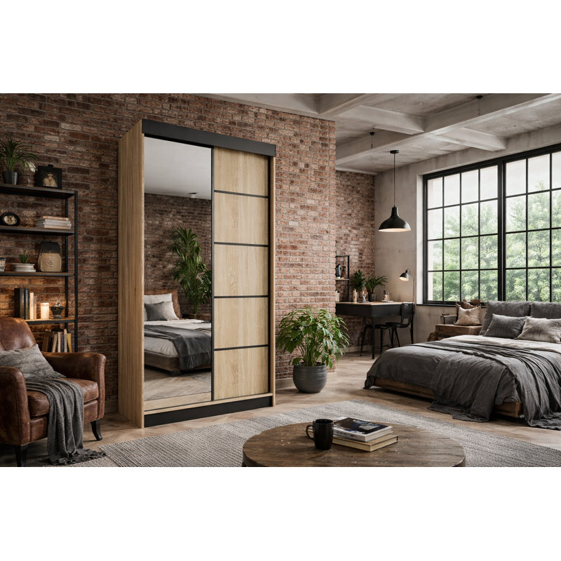 Almatine Manufactured Wood Wardrobe, Natural/Matte Black