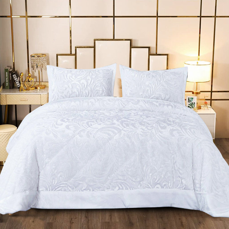 Holm Polyester Bedspread with Pillow Shams Included, 250 x 250 cm Bedspread, White