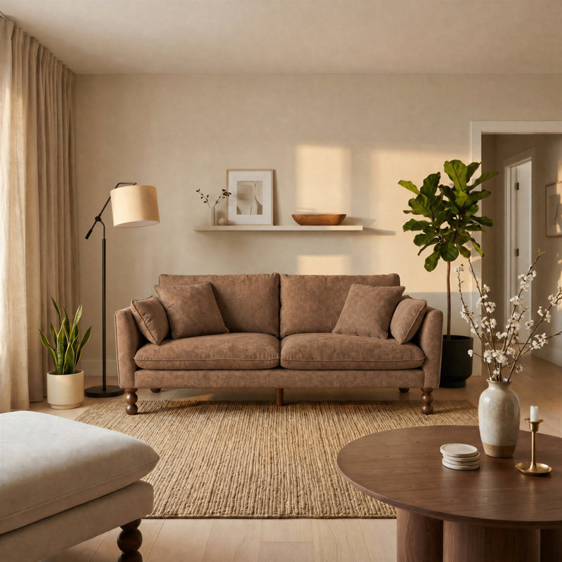 Sofa, Brown Faux Leather, 3
