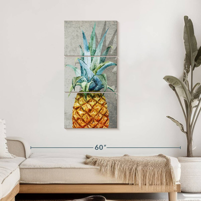 Ensemble d'ananas sur toile 3 pièces, H 44 po x l 21 po x P 1,25 po