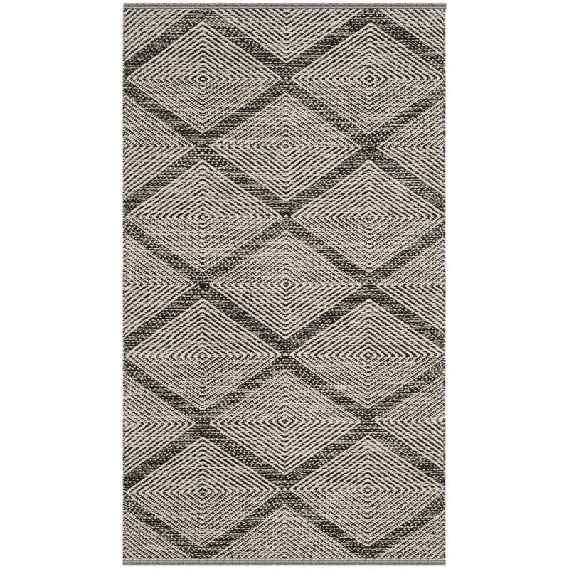 Abberton Hand Woven Cotton Geometric Rug, Rectangle 2' x 3'
