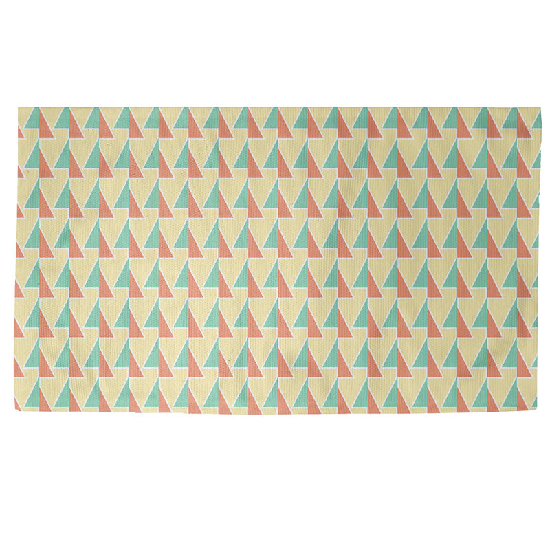 Tapis jaune à motif de flèches décalées, Rectangle 3 pi x 5 pi