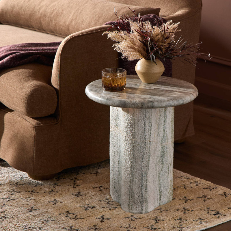 Waylie Small Marble End Table-River Grey Marble