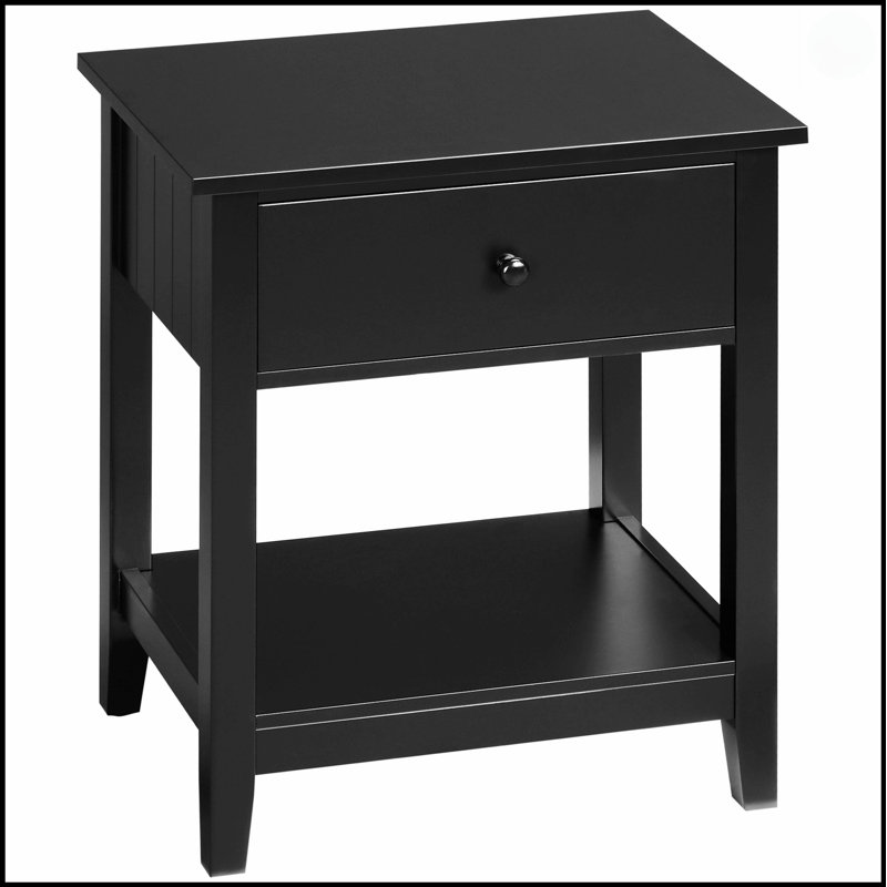 Table de bout à 2 niveaux avec tiroir et tablette de rangement - Table d'appoint moderne pour chambre à coucher / salon, Noir