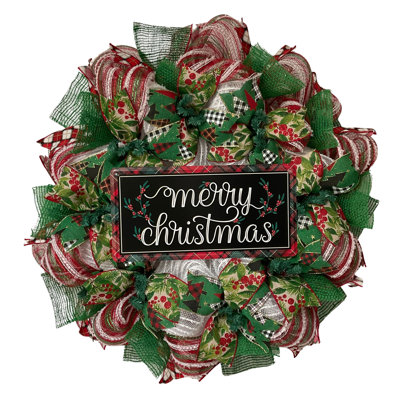 Couronne de Noël artisanale à bordure écossaise