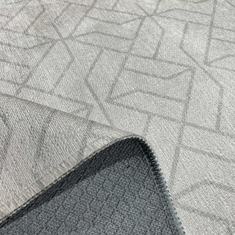 Pastel Lacasa Cream Beige Geometric Cotton Chenille Area Rug, Runner 6'7" x 16'5"