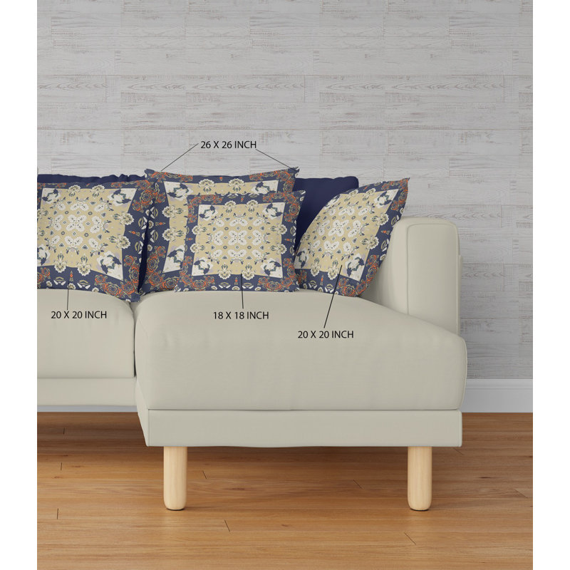 Coussin décoratif 20 po x 20 po Broadcloth, Floral bleu / jaune