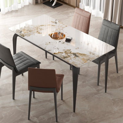 Marble Sintered Stone Laminate Dining Table, 55""x28"" Slate Dining Table, Indoor/Outdoor -  Ivy Bronx, 88D168A2EBAC4249A738D291DB125395