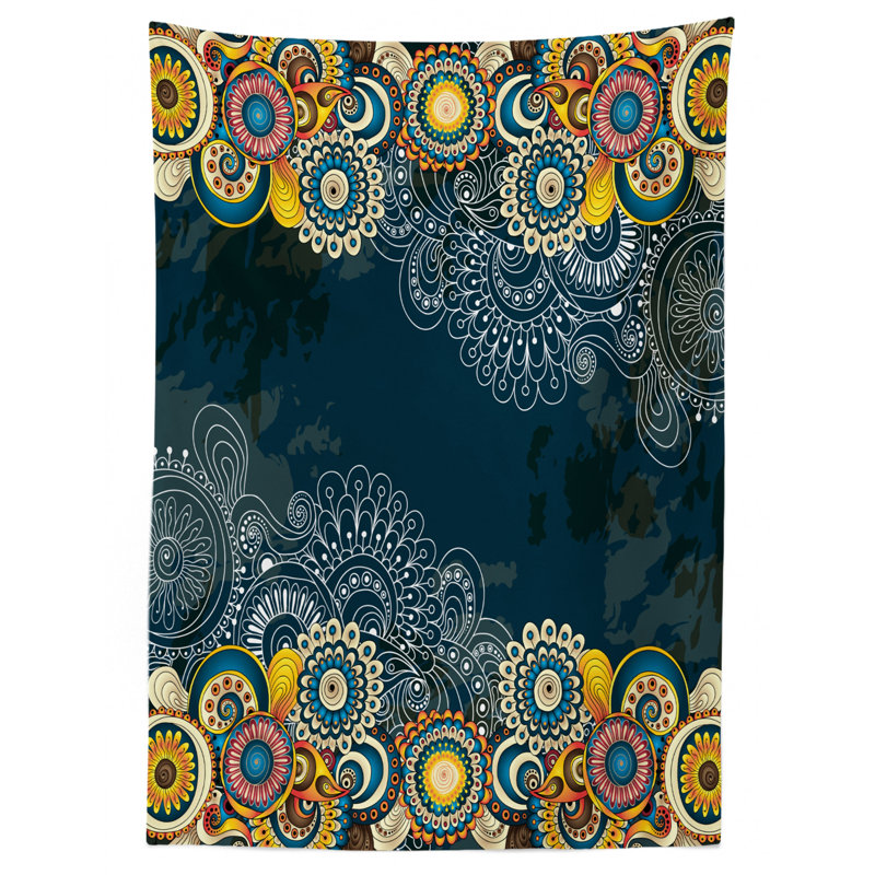 Psychedelic Dining Room Kitchen Tablecloth, 84" L x 60" W