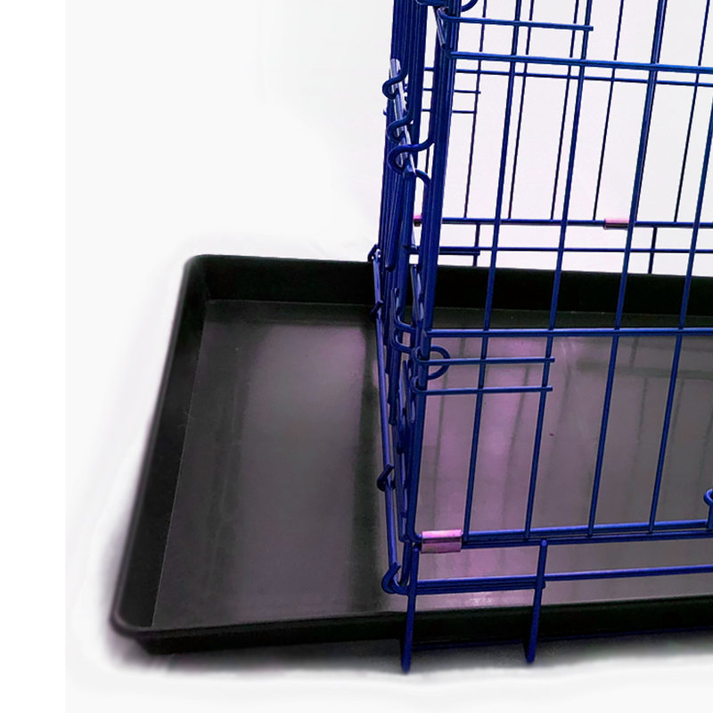 Bernadea Metal Collapsible Pet Crate with 2 Doors, 33" H x 30" W x 49" D, Blue