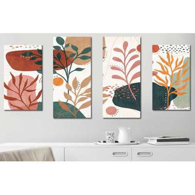 Abstract Blossom I by Veronique Charron - 4 Piece Wrapped Canvas Graphic Art Set -  Red Barrel StudioÂ®, E266BA5BD6BF43F4B0CA2E451C5BAEA0