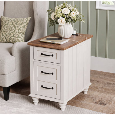 Corretta End Table with Storage and Built-In Outlets