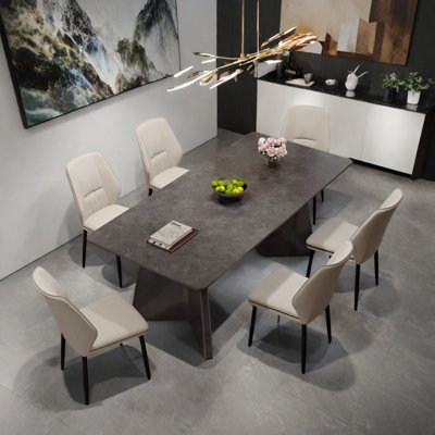 High-end textured dining table and chair