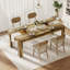 Table de salle à manger pour 4-6, table de cuisine en bois de 63 pouces avec 4 pieds triangulaires, table de salle à manger rectangulaire avec support supplémentaire robuste, table de salle à manger, appartement (table seulement)-122953914-122953912