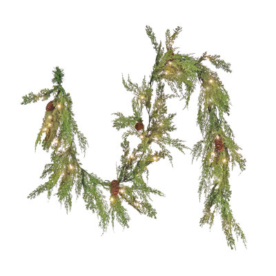 6 Ft. HGTV Home Collection Pre-Lit Cozy Winter Cedar Garland