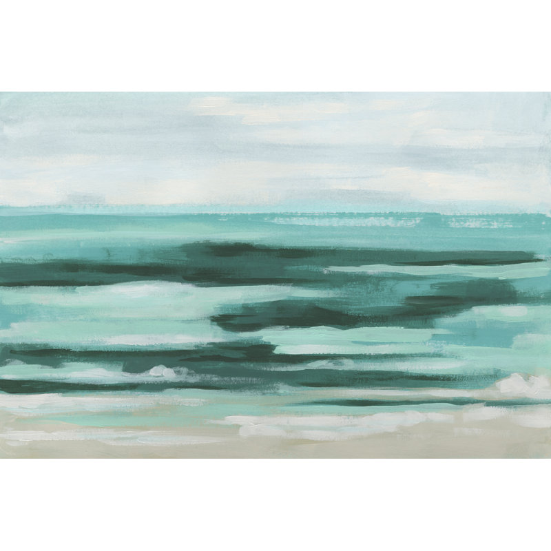 Mint Surf II by June Erica Vess - Painting on Canvas, Black Floater Framed, 51cm H x 76cm W