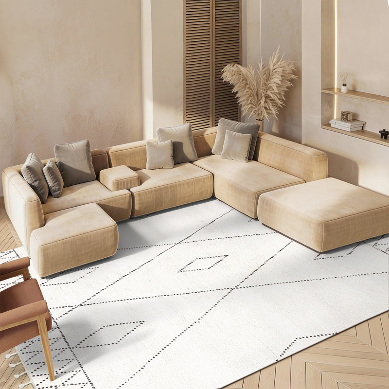 Tapis ivoire / noir Seibert, Tapis de couloir 2 pi 3 po x 8 pi