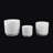 3-Piece White Stoneware Planter Set With Geometric Line Design