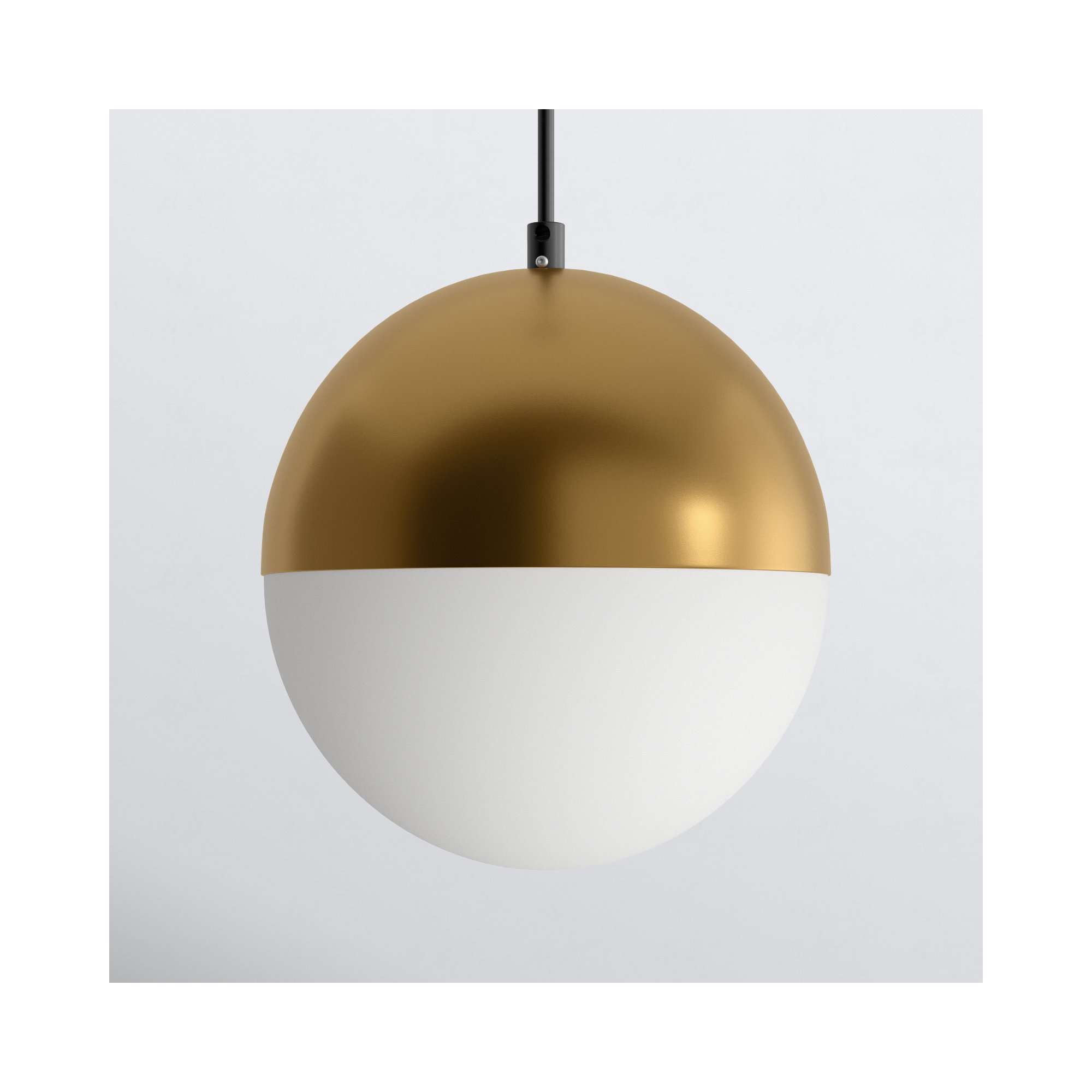 Hastings Single Light Glass Steel Dimmable Pendant, Metallic Gold, 12.25" H x 11.75" W x 11.75" D