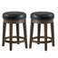 Tabouret pivotant 18 po Bauxite Red Barrel Studio® Furniture en similicuir noir (ensemble de 2)-1883216657-1883216660