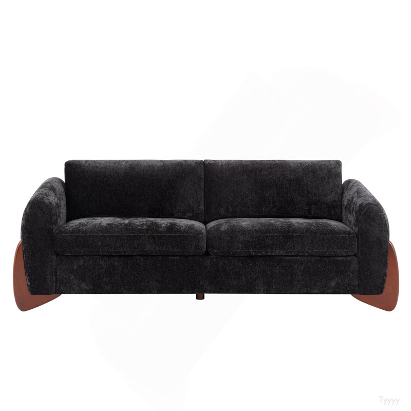 Canapé avec revêtement en tissu texturé, Noir