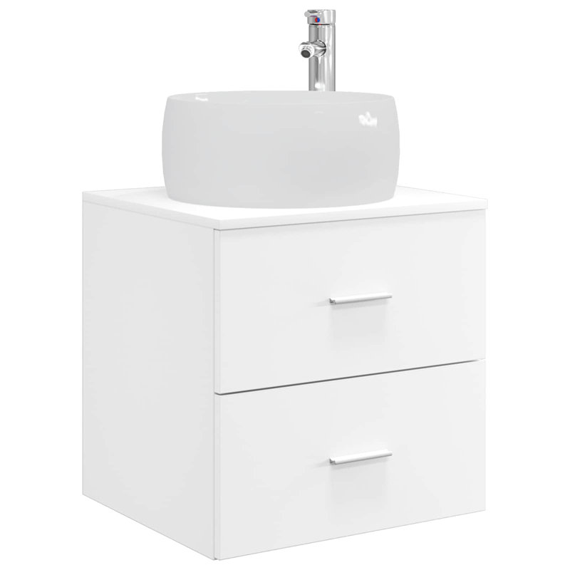 Single Bathroom Vanity with Ceramic Basin, White
