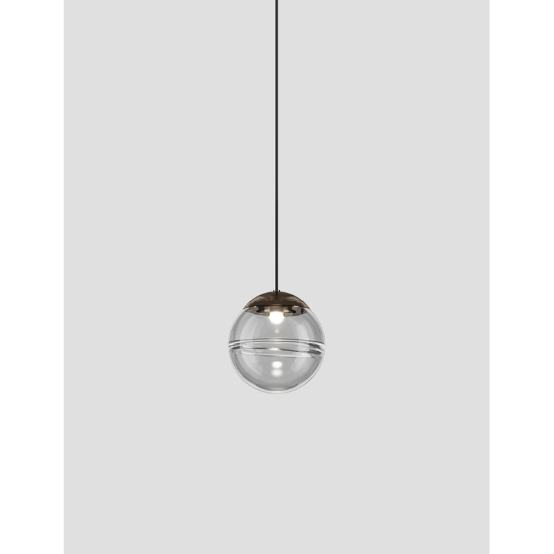 Oro 1 - Light Pendant, Matte Steel, Crystal Transparent, 85" H x 6" W x 6" D