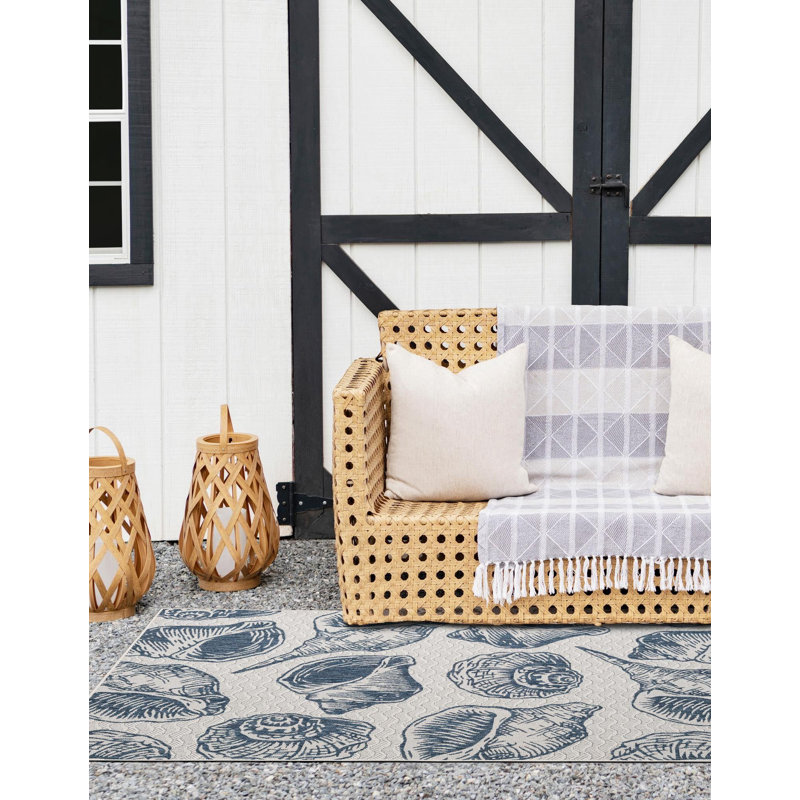 Tapis contemporain de couleur ivoire et bleu marine Avelynn, Rectangle 2 pi x 3 pi 1 po