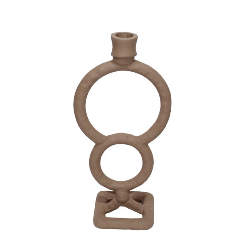10.5'' H Aluminum Tabletop Candlestick, Light Brown