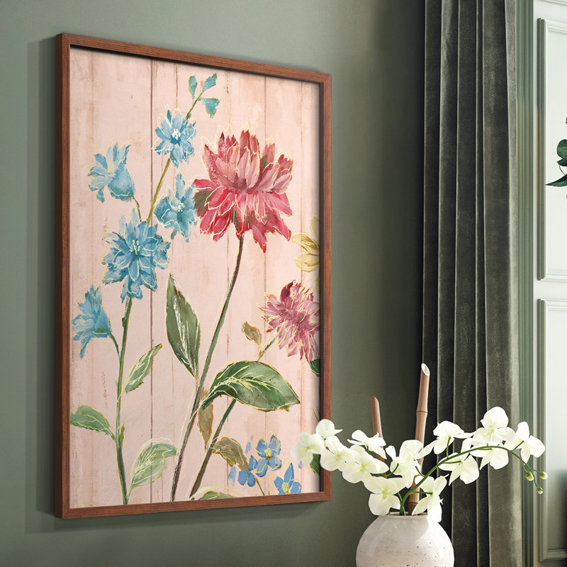 «Wildflower Flutter I», reproduction encadrée - bois massif, Brun, H 14 po x l 11 po