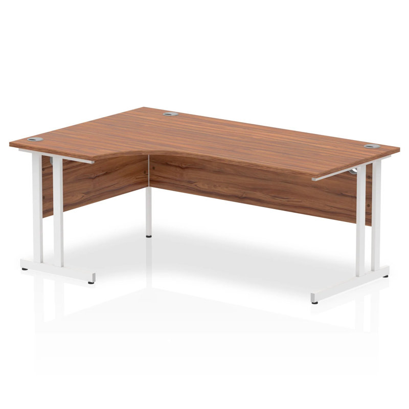 Impulse L-Shape Computer Desk, Left Hand Facing, 73cm H x 180cm W x 120cm D, Walnut/White