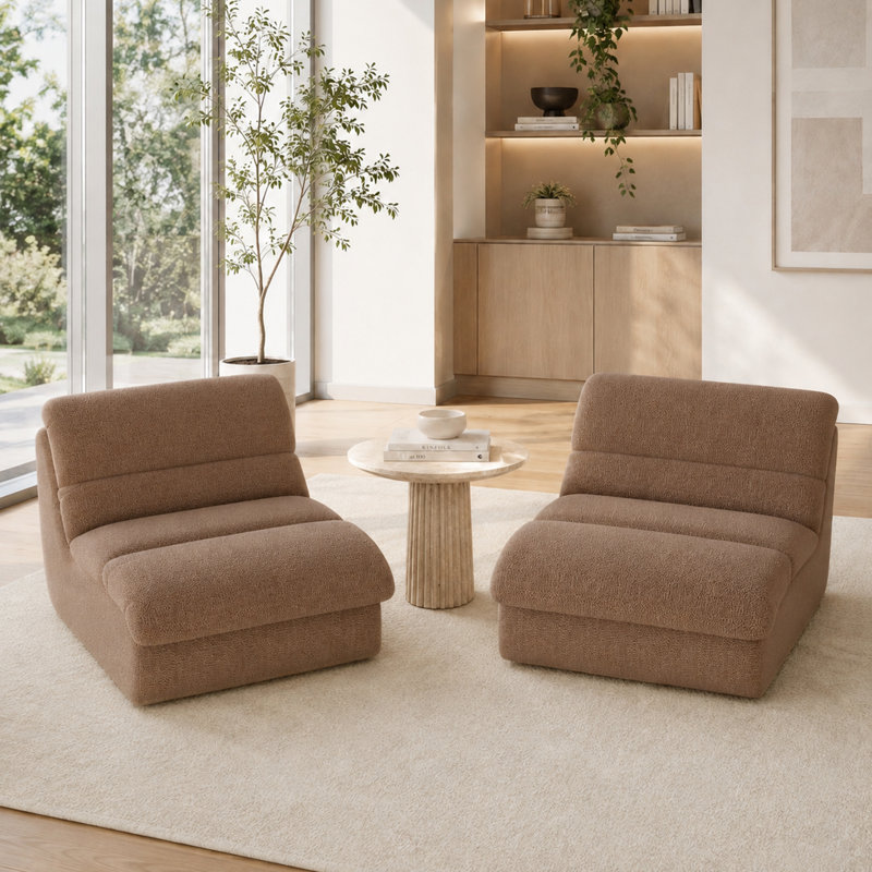 Chaise d'appoint rembourrée Modern, Brun
