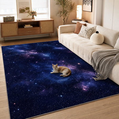 1Pcs Galaxy Space Nebula Design - Vibrant Digital Print, Washable and Easy to Clean, Large Area Rug, Non-Slip Backing, Ideal for Living Room, Bedroom, Kids, Gaming Indoor Use for home detor