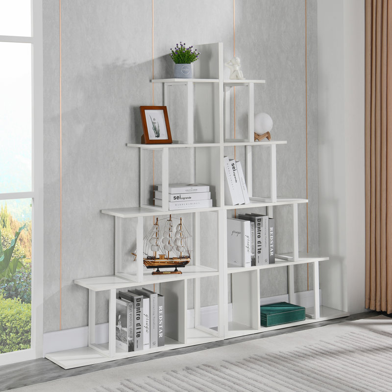 Urcino 160cm H x 90cm W Step Bookcase, White
