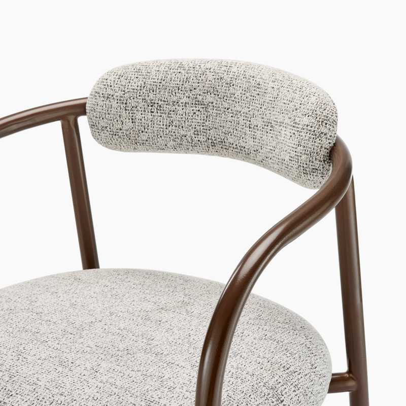 Rea Upholstered Fabric Dining Chairs with Bronze Legs - Stylish Curved Design, Grey