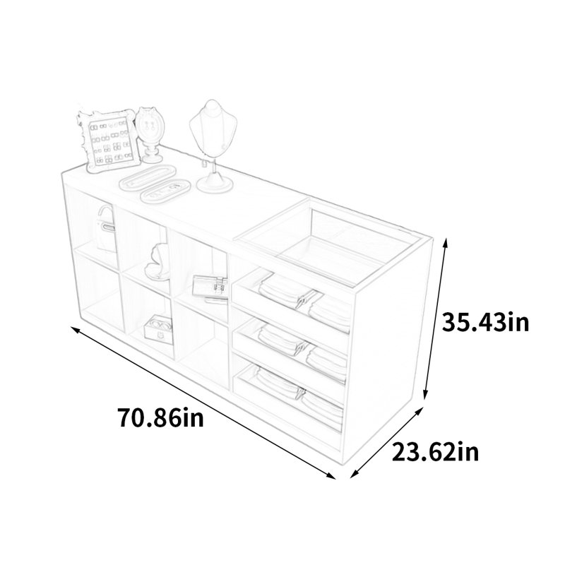 Vitrine Fashion, H 35,43 po x l 70,86 po x P 23,62 po
