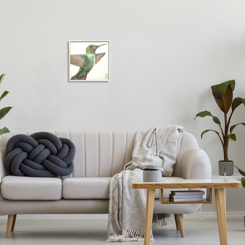 Colibri vert par Stacy Daguiar, Blanc, H 12 po x l 12 po x P 1,5 po