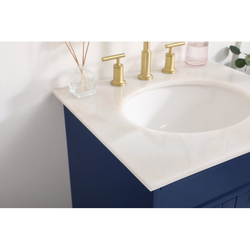 24'' Single Bathroom Vanity with Marble Top, Blue