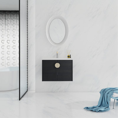 Meuble-lavabo à fermeture en douceur 28 po avec lavabo, pour petite salle de bain (emballage KD)